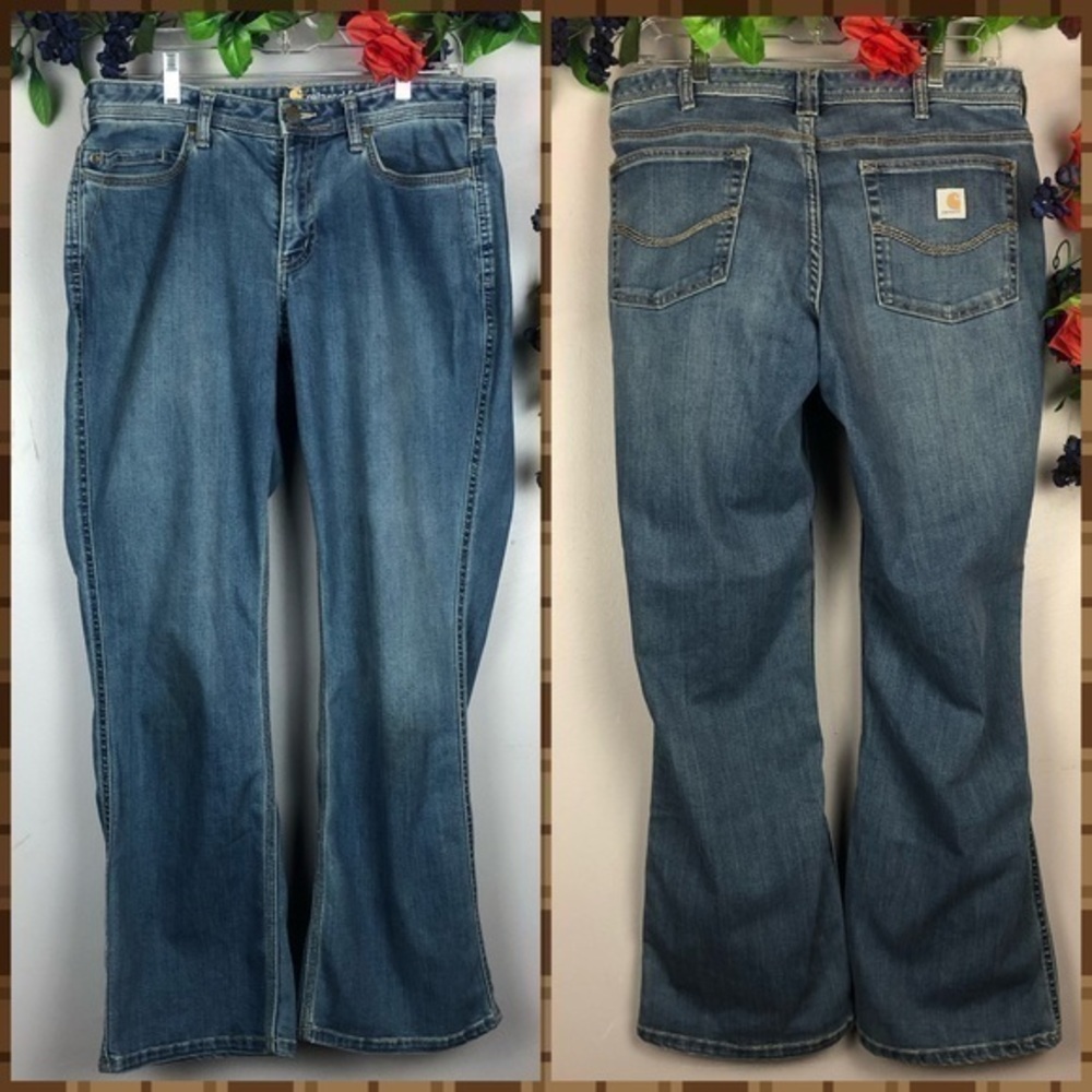 CARHARTT 2014 Relaxed Fit Denim Work Utility Jeans Pants Size 10 x 29.5